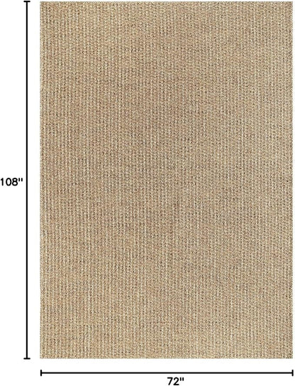 Easy Jute Rugs 6x9 Natural Color Living Room Indoor Outdoor Area Rug for Farmhouse Patio and Kitchen Rug High Traffic Washable Easy to Clean Solid Boho Woven Design Outside Carpet (6 x 9)