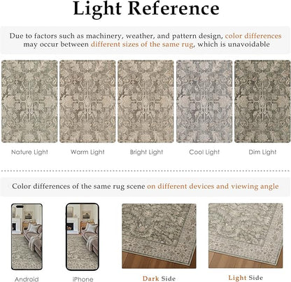 Brown 2x8 Runner Rug Vintage Area Carpet Hallway Indoor Kitchen Washable Low Pile Traditional Distressed Retro Accent Throw Rug Non Slip for Laundry Bathroom Office