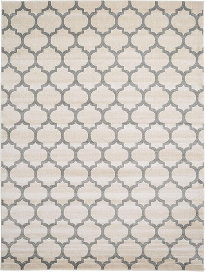 Rugs.com Lattice Collection Rug – 9x12 Beige and Gray Medium-Pile Rug Perfect for Living Rooms, Large Dining Rooms, Open Floorplans