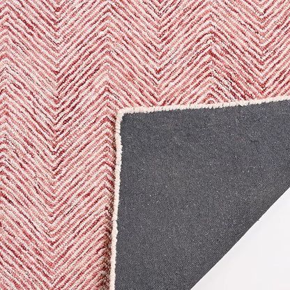 Modern Herringbone Chevron Collection Handcrafted Wool Area Rug - Durable, Zigzag Pattern, for High Traffic, Contemporary Design for Living Room, Bedroom, Dining Room Decor (Blush Pink, 4' x 6')