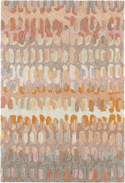 Dash & Albert Paint Chip Stone Hand Micro Hooked Wool Rug, 9.5 X 13.5 Feet, Multicolored/Browns Geometric Pattern