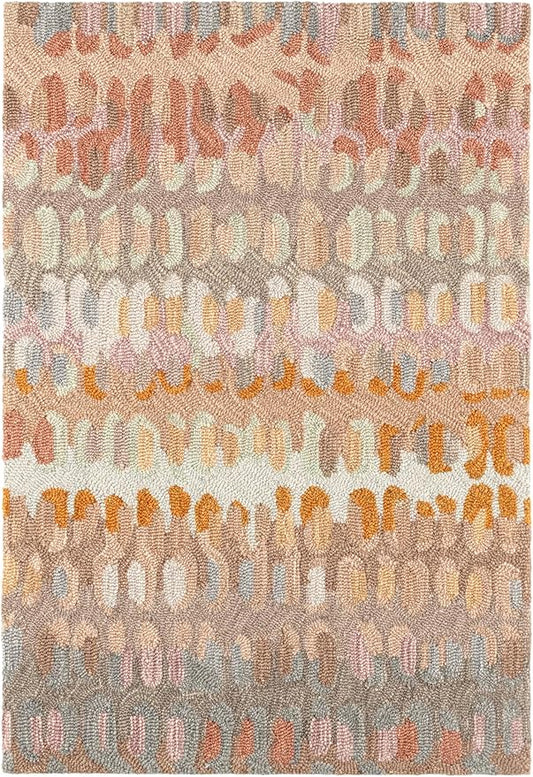 Dash & Albert Paint Chip Stone Hand Micro Hooked Wool Rug, 9.5 X 13.5 Feet, Multicolored/Browns Geometric Pattern