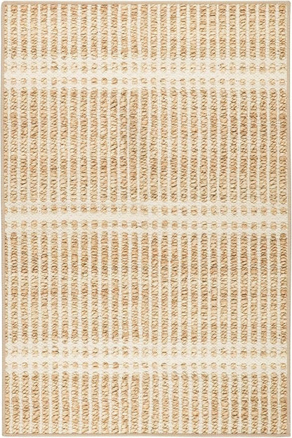 Dash & Albert Arbor Natural Machine Washable Rug, 8.5 X 11.5 Feet, Tan Stripe Pattern