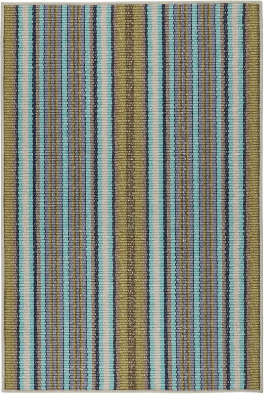 Dash & Albert Treehouse Stripe Machine Washable Rug, 6 X 9 Feet, Green Stripe Pattern