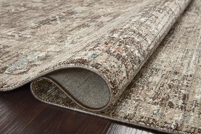 Loloi Magnolia Home by Joanna Gaines Millie Collection MIE-03 Charcoal/Dove 9'-6" x 9'-6", .25" Pile Height, Round Area Rug