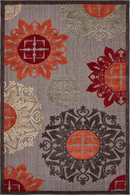 Unique Loom Outdoor Modern Collection Area Rug - Chicago (4' 1" x 6' 1" Rectangle, Brown/ Orange)