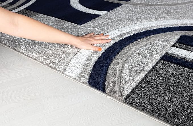 GLORY RUGS Area Rug Modern Soft Hand Carved Contemporary Floor Carpet with Premium Fluffy Texture for Indoor Living Dining Room and Bedroom Area (2x3, Navy)