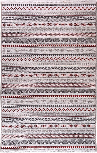 Alfa Rich 3x5 Red Burgundy White Gray Washable Area Rugs for Living Room Bedroom Kitchen Runner