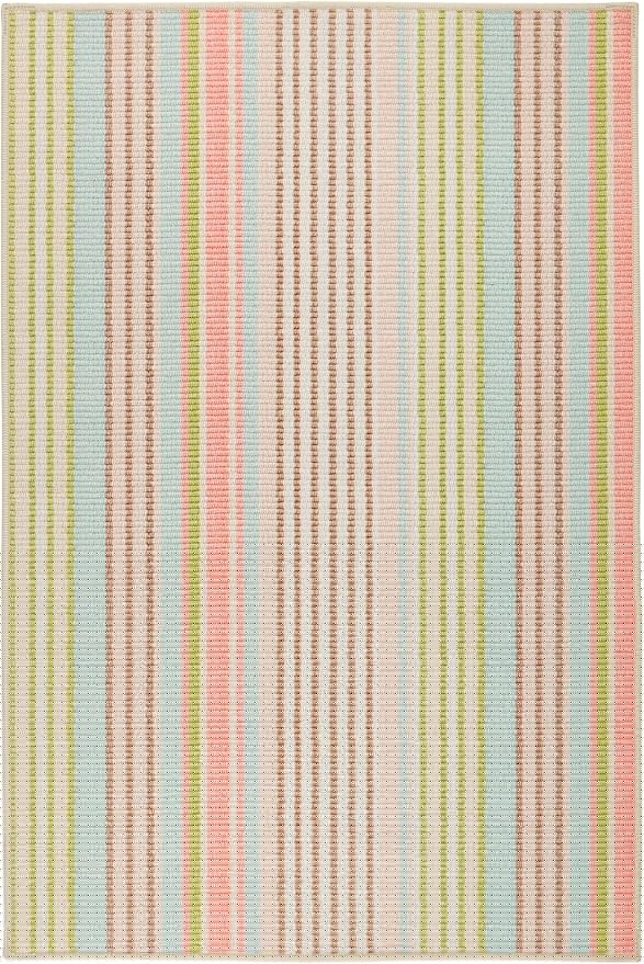 Dash & Albert Ana Ticking Aqua Machine Washable Rug, 8.5 X 11.5 Feet, Multicolored Stripe Pattern