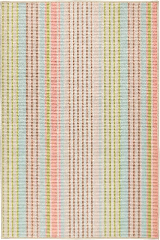 Dash & Albert Ana Ticking Aqua Machine Washable Rug, 8.5 X 11.5 Feet, Multicolored Stripe Pattern