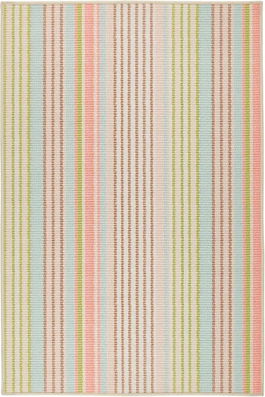 Dash & Albert Ana Ticking Aqua Machine Washable Rug, 7.5 X 9.5 Feet, Multicolored Stripe Pattern