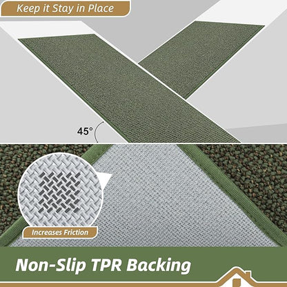 BEQHAUSE Hallway Runner Rugs 2.6x10, Hallway Rug Non-Slip Washable(Rolled-Up NO Creases), Runner Rug Absorbent Stain Resistant Hall Rug Carpet Runner, Entryway Rugs Floor Mat Laundry Room Rugs, Green