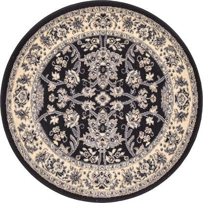 Unique Loom Sialk Hill Collection Area Rug - Washington (3' 3" Round Black/Gray)