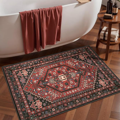 Ciicool Small Area Rug, 2x3ft Boho Rug, Ultra Soft Entry Rugs for Entryway, Non-Slip Washable Oriental Low-Pile Indoor Mat Floor Carpet for Entrance Bedroom Kitchen Bathroom Foyer Decor