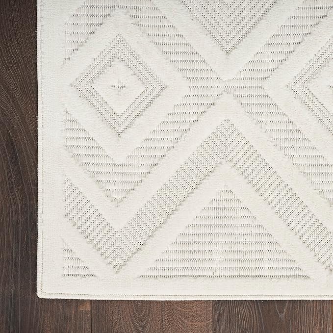 Nourison Home Versatile Ivory White 2'2" x 7'6" Area Rug - Easy Clean, Non Shedding, Bed Room, Living Room, Dining Room, Kitchen (8' Runner)