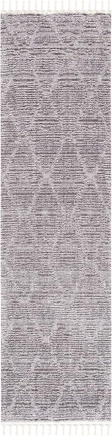 SAFAVIEH Marrakesh Collection Runner Rug - 2'2" x 12', Grey, Moroccan Boho Tribal Tassel Design, Non-Shedding & Easy Care, Ideal for High Traffic Areas in Living Room, Bedroom (MRK517F)