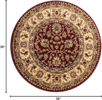 Unique Loom Voyage Collection Traditional Oriental Classic Intricate Design Area Rug (3' 3 x 3' 3 Round, Red/Gold)