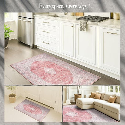 Fame Rugs Turkish Rug. Washable Vintage Oriental Antique Inspired Traditional Doormat Small Modern Area Rugs Luxury Entryway Entry Bedroom Bathroom Kitchen (410CP, 9' x 12')