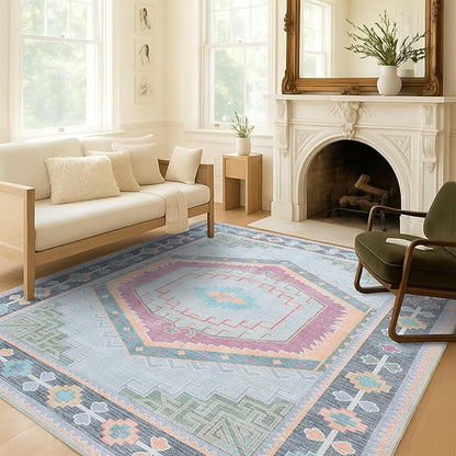 Oushak Rug, Turkish Vintage Floral Pastel Large Oversized Area Rugs for Living Room Dining Bedroom Kitchen Bathroom Nursery Runner Rugs (856GP, 2' x 3')