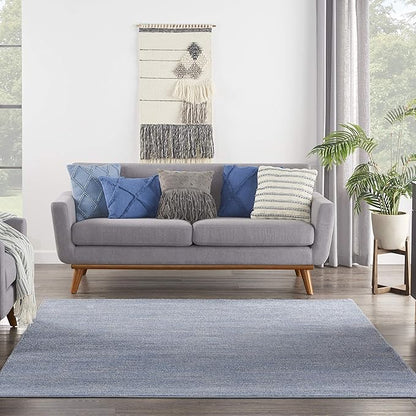 Nourison Home Nourison Essentials Blue Grey 7' x Square Area Rug - Easy Clean, Non Shedding, Bed Room, Living Room, Dining Room, Kitchen (7' x Square)