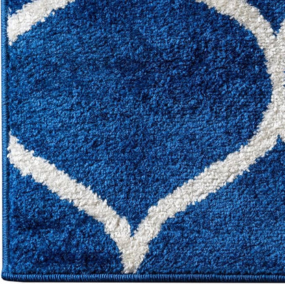 Rugs.com Lattice Frieze Collection Rug – 7' Square Navy Blue Medium Rug Perfect for Living Rooms, Kitchens, Entryways