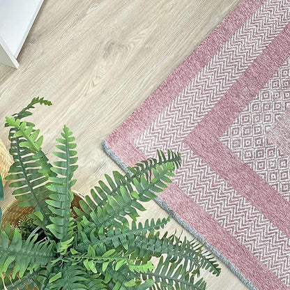 Alfa Rich 7x10 Mauve Lilac Washable Area Rugs for Living Room Bedroom Kitchen Cotton Rug