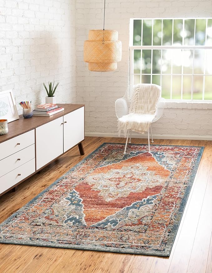 Unique Loom Isabella Collection Area Rug - Rossellini (2' x 3' 1" Rectangle, Rust Red/ Beige)