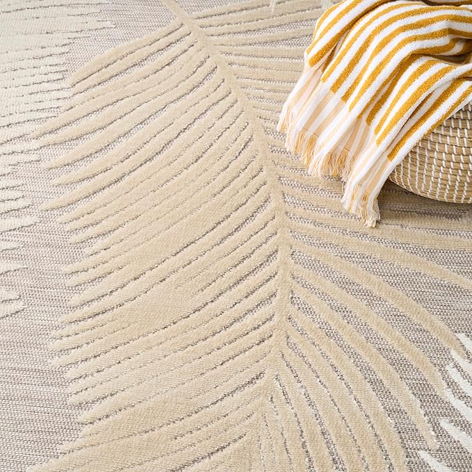Nourison Home Suncoast Beige 9' x 12' Area Rug - Easy Clean, Non Shedding, Bed Room, Living Room, Dining Room, Kitchen (9' x 12')