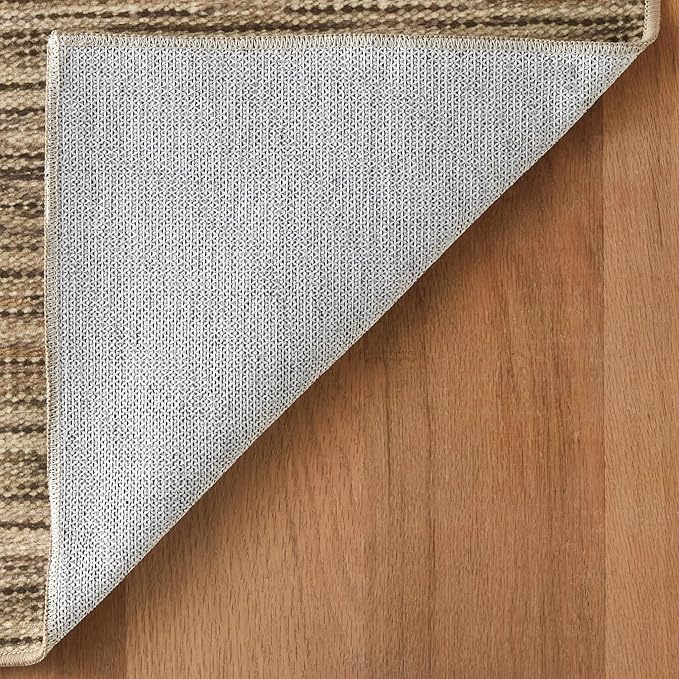 Dash & Albert Clay Natural Machine Washable Rug, 7.5 X 9.5 Feet, Natural Stripe Pattern - Premium Luxury Hotel Quality Soft Breathable Hypoallergenic Machine Washable Easy Care All Season Comfortable