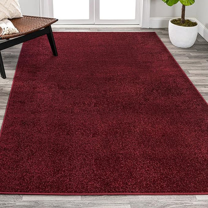 Eyely UES100Q-15 Supersoft Haze Solid Low-Pile Indoor Area Rug, Coastal, Bohemian, Minimalist, Classic, Casual for Bedroom,Kitchen,Living Room,Non Shedding,Easy-Washing, Red, 12 X 15