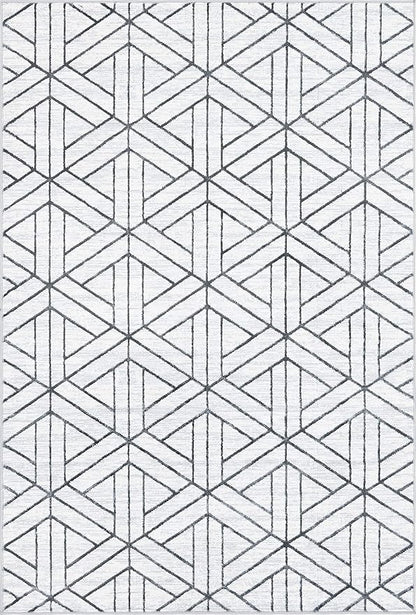 Rugs.com Lattice Trellis Collection Rug – 6' x 9' White Low-Pile Rug Perfect for Living Rooms, Large Dining Rooms, Open Floorplans