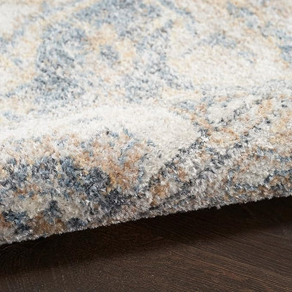 Nourison Home Astra Machine Washable Traditional Grey/Blue 3'3" x 5' Area Rug, Easy Clean, Non Shedding, Bed Room, Living Room, Dining Room, Kitchen (3x5)