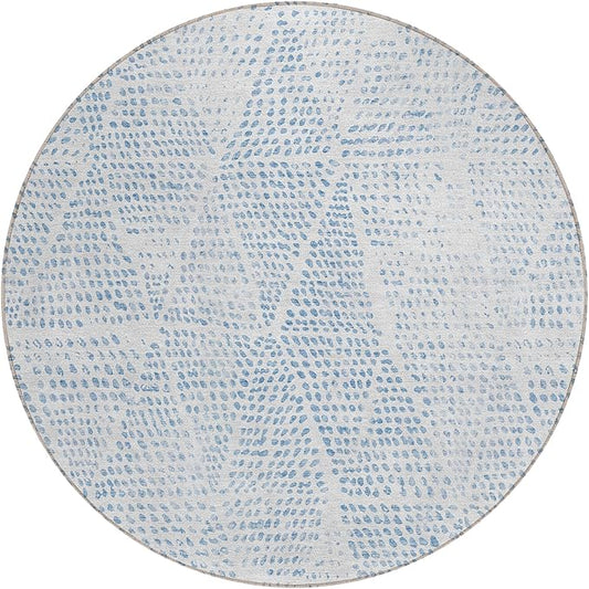 Addison Rugs Chantille ACN591 Denim 8' x 8' Indoor Outdoor Round Rug, Easy Clean, Machine Washable, Non Shedding, Bedroom, Living Room, Dining Room, Kitchen, Patio Rug