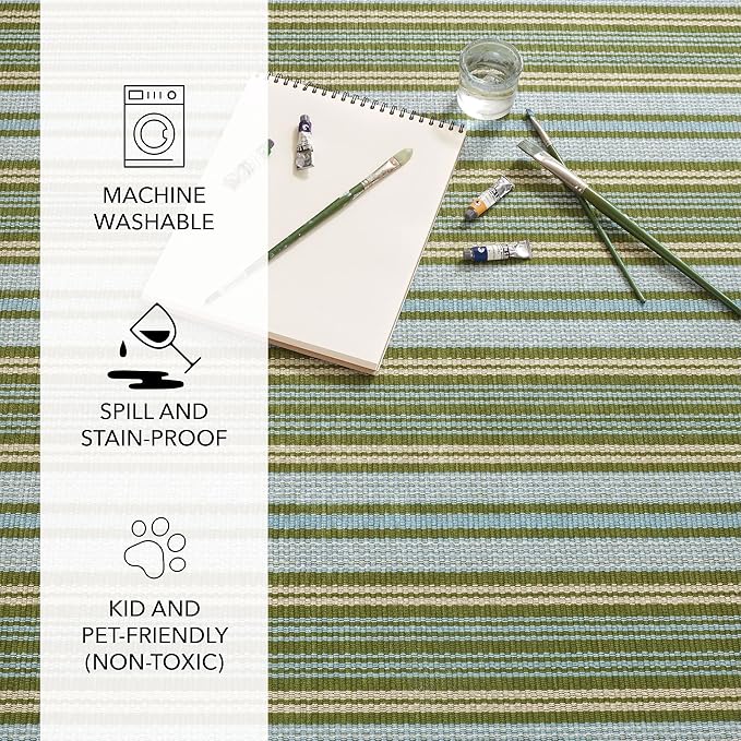 Dash and Albert Caravan Machine Washable Area Rug - 3' x 5' Multicolor Stripe Washable Accent Rug Durable, High Traffic Area Kitchen, Hallway, Bedroom, Stairs