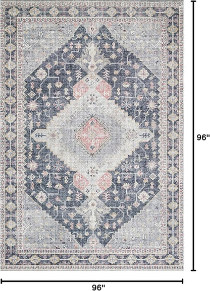 Loloi Skye Collection SKY-02 Charcoal/Multi 8'-0" x 8'-0" Round Area Rug