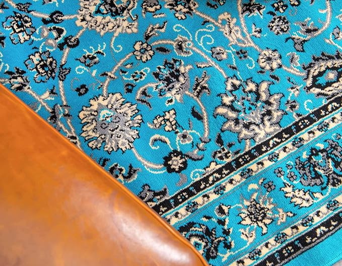 Unique Loom Sialk Hill Collection Area Rug - Washington (9' x 12' Rectangle Turquoise/Black)