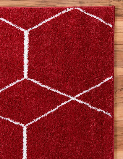 Unique Loom Trellis Frieze Collection Area Rug - Geometric (5' 1" x 8', Red/ Ivory)
