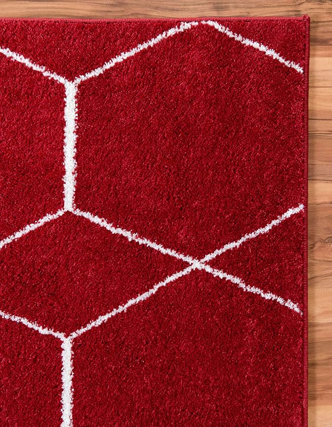 Unique Loom Trellis Frieze Collection Area Rug - Geometric (3' 3" x 5' 3", Red/ Ivory)