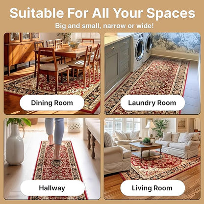 Well Woven Barclay Collection Medallion Kashan Red 8 ft Round Rug - for Living Room, Bedroom, and Dining Room