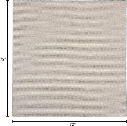 Nourison Home Courtyard Ivory Silver 6' x Square Area Rug - Easy Clean, Non Shedding, Bed Room, Living Room, Dining Room, Kitchen (6' x Square)
