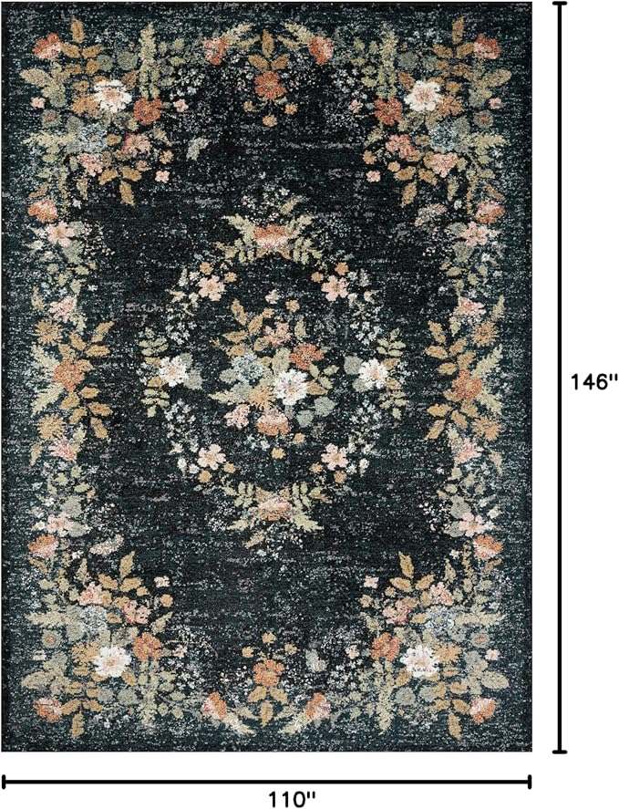 Loloi Rifle Paper Co. Laurel Collection LAU-01 Dark Navy 9'-2" x 12'-2" Area Rug