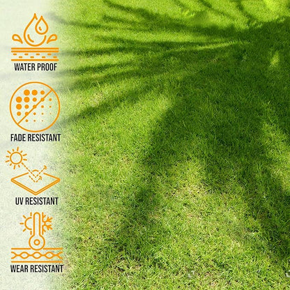 Ottomanson 2'7" x 49' Artificial Faux Grass Rug - Realistic Turf with UV Protection - Perforated for Easy Drainage - Durable, Hose-Off Synthetic Lawn Carpet for Indoor & Outdoor Use, Green