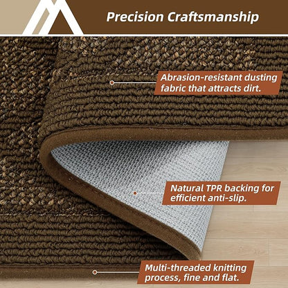 COSY HOMEER Non-Slip Door Mat 24"x36", Entryway Rugs Low Profile Absorbent Dirt Trapper Doormat for Front Entrance, Washable Polypropylene Entry Mat (Dark Brown)
