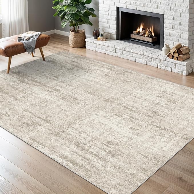 Valenrug Washable Rug 3x5 - Stain Resistant 3x5 Area Rugs for Living Room, Non Slip Backing Printed Rugs for Bedroom, Folable Area Rug(Beige,3'x5')