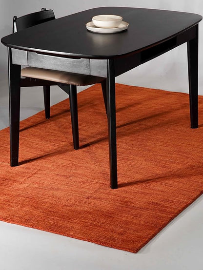 Hand Knotted Loom Wool ECO-Friendly Area Rugs - 5'x8', Rectangle, Light Red Color, Solid Plain Design, High Pile Handmade Anti Skid Area Rugs for Living Room, Bed Room (L00111)