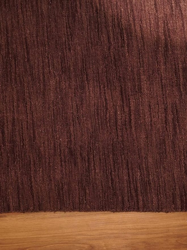 Hand Knotted Loom Wool ECO-Friendly Area Rugs - 6'7''x9'10'', Rectangle, Purple Color, Solid Plain Design, High Pile Thick Handmade Anti Skid Rugs for Living Room (L00111)