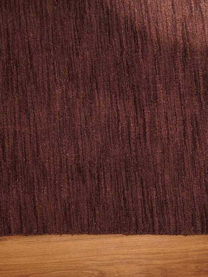 Hand Knotted Loom Wool ECO-Friendly Area Rugs - 5'x8', Rectangle, Purple Color, Solid Plain Design, High Pile Handmade Anti Skid Area Rugs for Living Room, Bed Room (L00111)