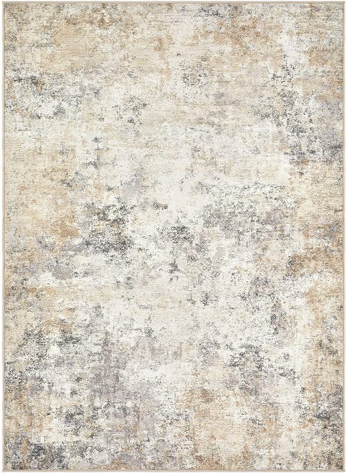 4x6 Area Rug Living Room Rugs - Washable Neutral Modern Abstract Soft Thin Rug Indoor Floor No Slip Rug Carpet for Bedroom Under Dining Table Home Office Decor - Golden Grey