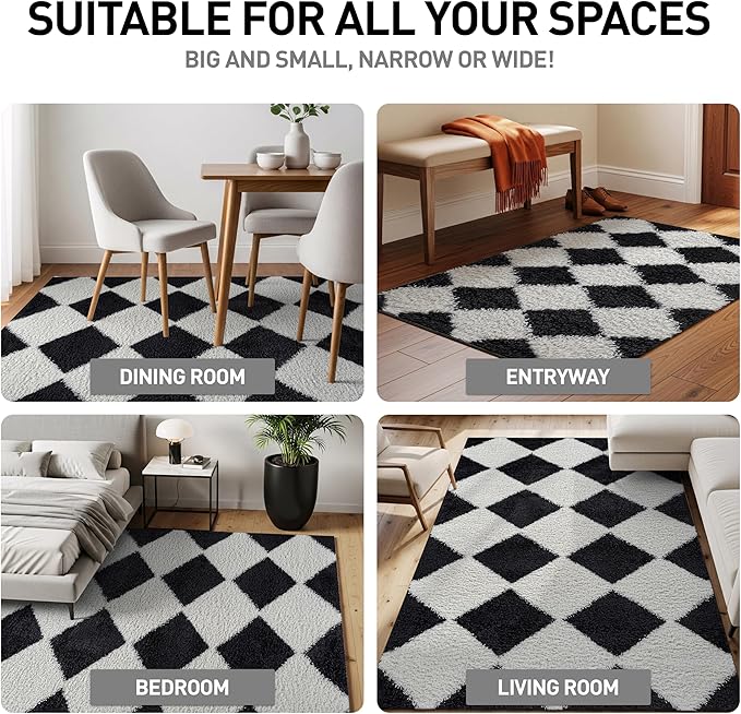 Rugshop Diamond Wave Pattern Shag Area Rug Anthracite Dark Gray 7' 10" x 10' Perfect for Large Living Rooms, Dining Areas, or Master Bedrooms