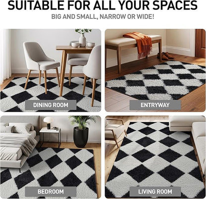 Rugshop Diamond Wave Pattern Shag Area Rug Anthracite Dark Gray 7' 10" x 10' Perfect for Large Living Rooms, Dining Areas, or Master Bedrooms